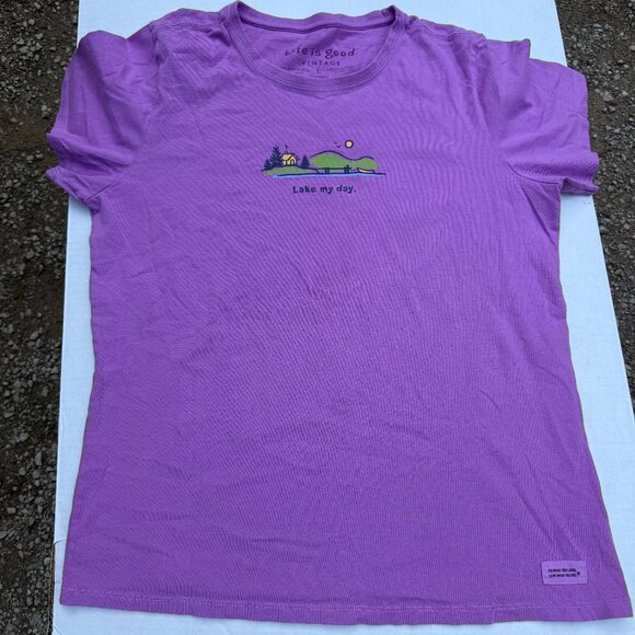 Life Is Good Women's EUC Lake My Day Pink Shirt Large Cute - Picture 2 of 7